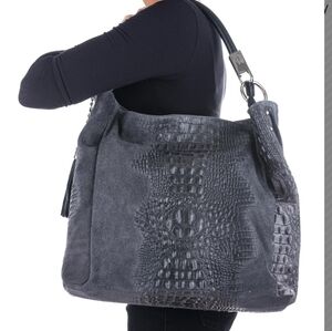 LARGE Leather Made In Italy Shoulder Bag Textured Purse